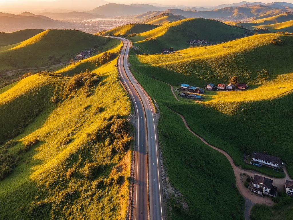 Road construction aerial view